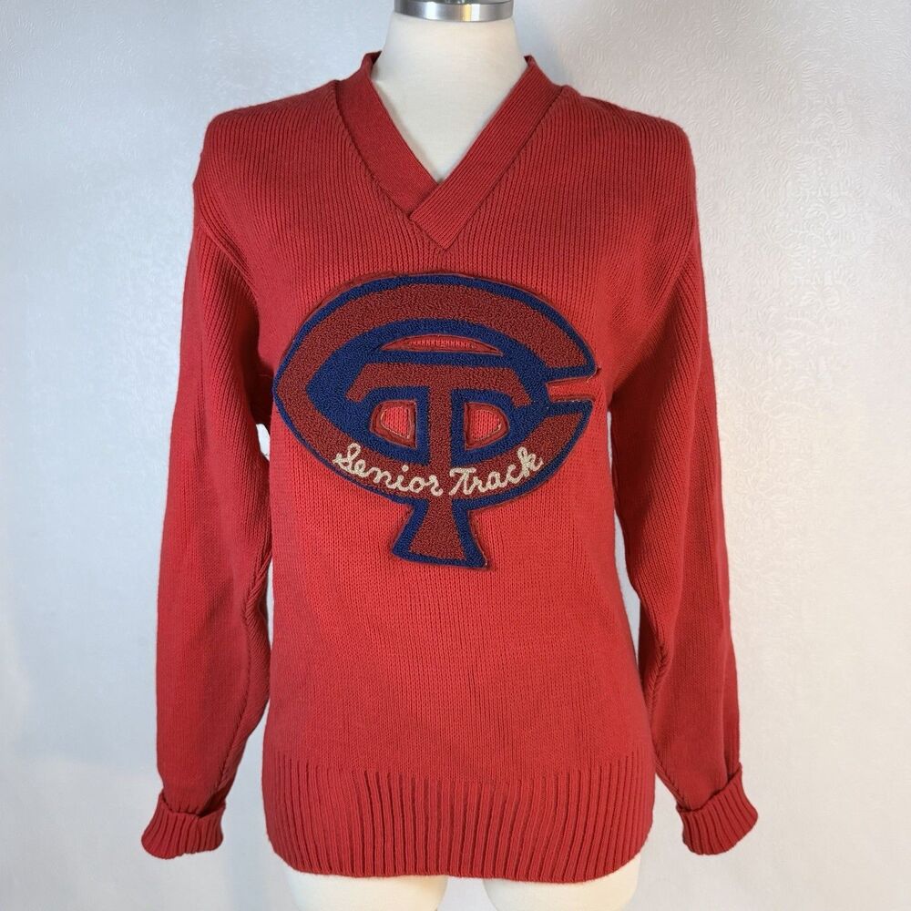 Vintage CT Connecticut Senior Track Red Sweater 40 / M